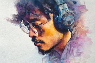 make surreal watercolor painting for music album cover art