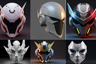 model anime, game or sci fi cosplay helmets and masks stl