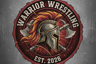 design warrior wrestling mascot logo with company