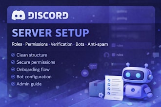 setup your discord server with roles, bots, permissions and verification