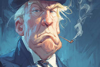 draw a political caricature and cartoon art
