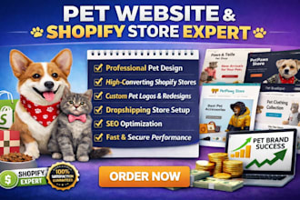 design shopify pet accessories website and redesign shopify clothing brand store