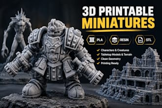 create 3d printable miniatures and figurines for pla and resin