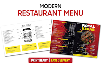 design modern restaurant, food menu or poster in 8 hours
