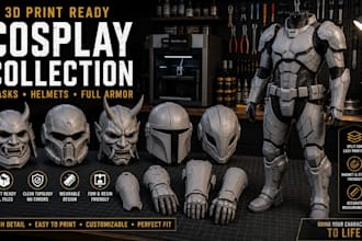 design full cosplay armor  suit for 3d printing stl wearable costume mask