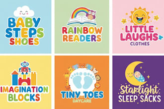 design a fun colorful logo kids, children baby brand for you