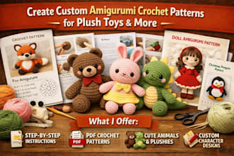 design custom amigurumi crochet patterns for plush toys