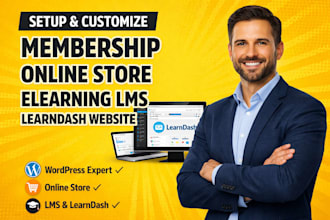 setup wordpress membership website online store elearning lms learndash website