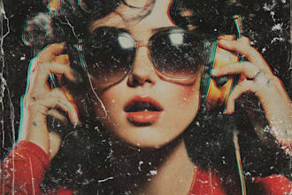 design a vintage album cover with a retro aesthetic