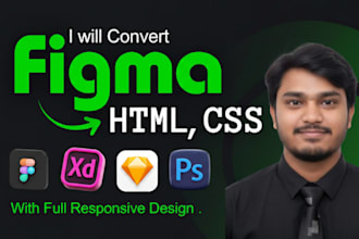 convert figma to html css, psd to html with responsive