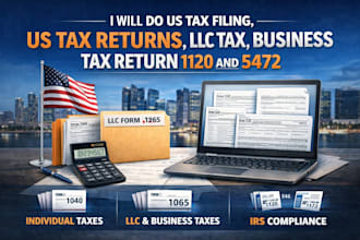 do us tax filing, us tax returns, llc tax, business tax return1120 and 5472cpa