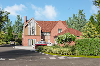 create USA house exterior and interior 3d rendering