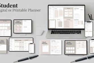 create hyperlinked student planner assignment tracker exams productivity