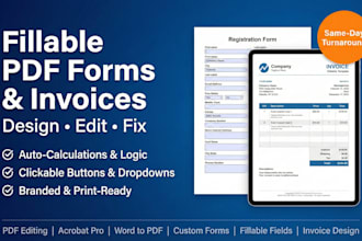 design professional editable fillable PDF forms and invoice, bill book