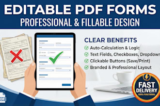 professionally redesign editable fillable PDF forms, create fillable PDF