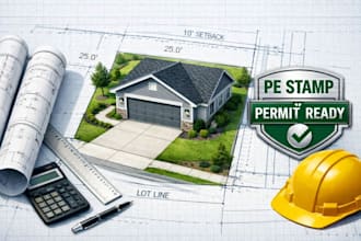do architecture drawing and pe stamp for garage site plan design