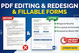 recreate, retype, rewrite, and redesign PDF books or editable fillable forms
