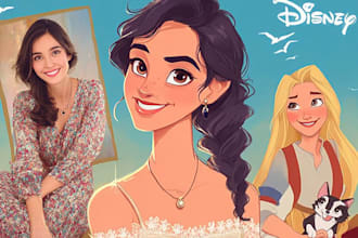 do a portrait in any cartoon style of disney and other