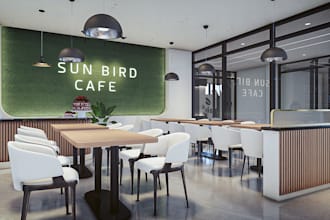 design modern cafe and restaurant with realistic 3d  renders