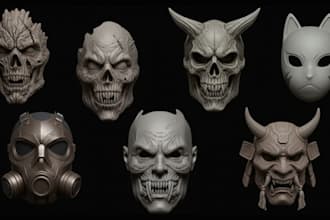 create 3d mask, 3d helmet, 3d kid mask, custom printable mask for 3d printing