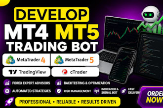 develop mt4 mt5 trading bot, forex expert advisors, tradingview, ctrader bot