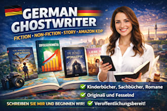 ghostwrite your german fictional ebook, non fiction book, novel story amazon kdp