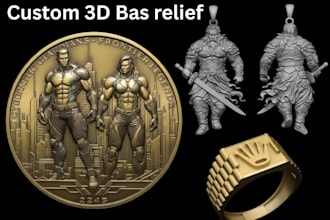 bas relief 2d to 3d coin model ring pendant medallion cnc design printable model