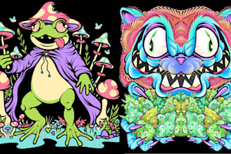 draw psychedelic stoner art, trippy, cannibal marijuana weed fantasy art, metal