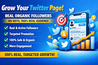 do 5min x marketing, grow x page to reach 500k x followers, twitter x promotion