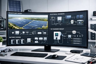 engineer solar pv system electrical plan battery e charger and load