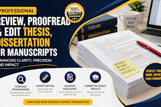 review, proofread and edit thesis, dissertation or manuscripts