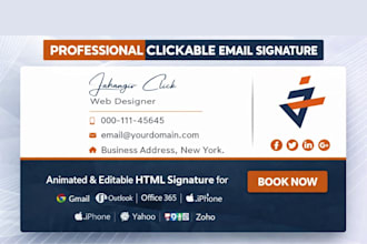 do company clickable html email signature with logo, editable animated email sig