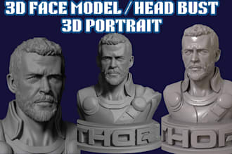 sculpt realistic 3d head bust model 3d face portrait 3d statue full body model