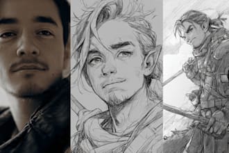 draw anime, realistic portrait or dnd character