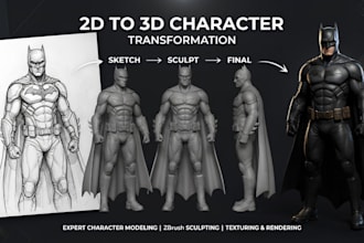 convert 2d to 3d toy figures, figurines, anime character image and picture to 3d