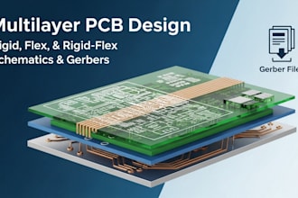 design custom multilayer rigid, flex, rigid flex pcb with schematics and gerbers