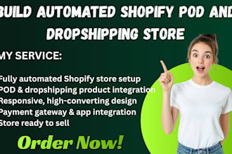 build shopify automated website shopify pod store ecommerce dropshipping