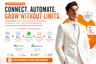 integrate zoho CRM zoho books whatsapp flutterwave zoho flow gmail quickbooks