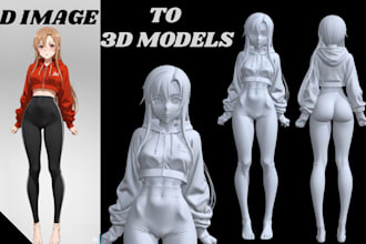 convert 2d to 3d model, sculpt 3d character model from image 3d toy for printing