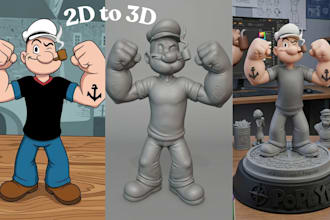 convert 2d to realistic printable 3d stl model for 3d  resin printing on blender