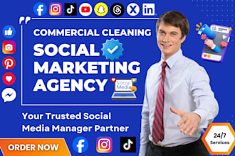 commercial cleaning social media marketing manager flyer janitorial house leads