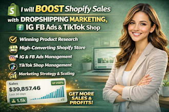 boost shopify sales with dropshipping marketing, ig fb ads and tiktok shop SEO