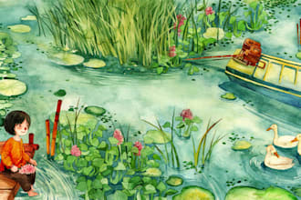 draw custom watercolor illustration, children book design, kids activity for kdp