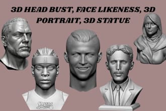 sculpt realistic 3d head bust 3d portrait 3d sculpt from photo for 3d printing