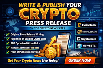 write and publish crypto press release on top crypto news sites