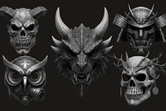 create anime mask, 3d helmet and cosplay model stl for printing