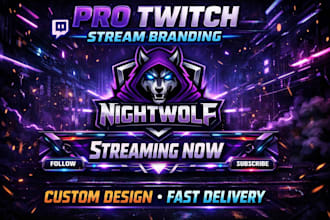 design gaming logo and twitch banner for your stream