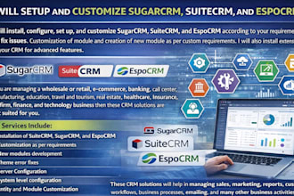 setup and customize sugarcrm, suitecrm, and espocrm