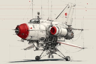 design a spaceship, sci fi illustration and sci fi art