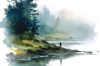 draw a watercolor landscape illustration